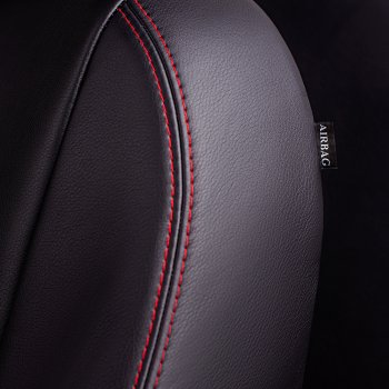 8 999 р. Чехлы для сидений Lord Autofashion Турин Ромб (экокожа, 60/40, отд. бок, 2 П- и 1 Г-образных подголовника)  Honda Civic  8 (2005-2011) (Черный, вставка черная, строчка красная). Увеличить фотографию 4
