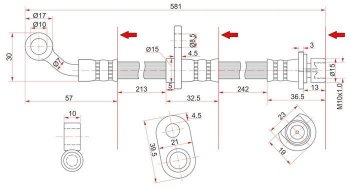 799 р. Тормозной шланг SAT (передний, правый)  Honda Civic ( 7,  EP) - Stream ( 1 RN1,RN3,  1 RN2,RN4, RN1, RN3, RN5). Увеличить фотографию 1