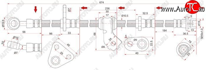 1 579 р. Тормозной шланг передний SAT (правый)  Honda Civic  5 - Integra  DB6,DB7,DB8,DB9