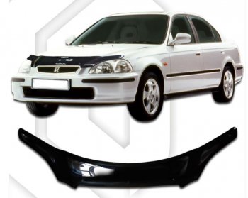 1 999 р. Дефлектор капота (EK2, EK3, EK4, EK9) CA-Plastic  Honda Civic  6 (1995-1998) (Classic черный, Без надписи). Увеличить фотографию 1