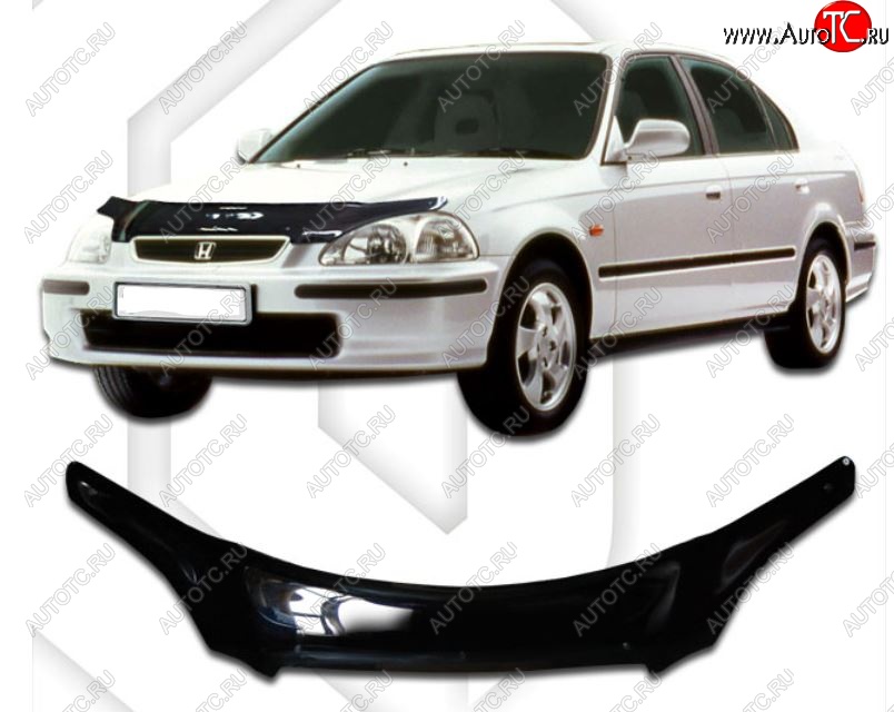 2 259 р. Дефлектор капота (EK2, EK3, EK4, EK9) CA-Plastic  Honda Civic  6 (1995-1998) (Classic черный, Без надписи)
