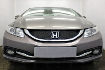 Защитная сетка в решетку радиатора (ячейка 3х7 мм) Стрелка11 Стандарт Honda (Хонда) Civic (Цивик)  9 (2011-2016) 9 FB седан  (черная)
