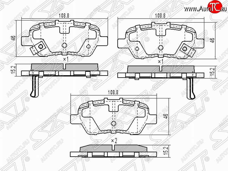 1 029 р. Колодки тормозные задние SAT  Honda Civic ( 8,  9) - StepWagon ( 2 RF3,RF4,  3 RG)