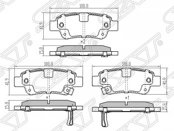 779 р. Колодки тормозные задние SAT Honda CR-V RE1,RE2,RE3,RE4,RE5,RE7 рестайлинг (2009-2012). Увеличить фотографию 1