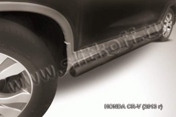 9 749 р. Защита порогов из трубы d76 Slitkoff (с проступью)  Honda CR-V  RM1,RM3,RM4 (2012-2015) (Цвет: серебристый). Увеличить фотографию 1