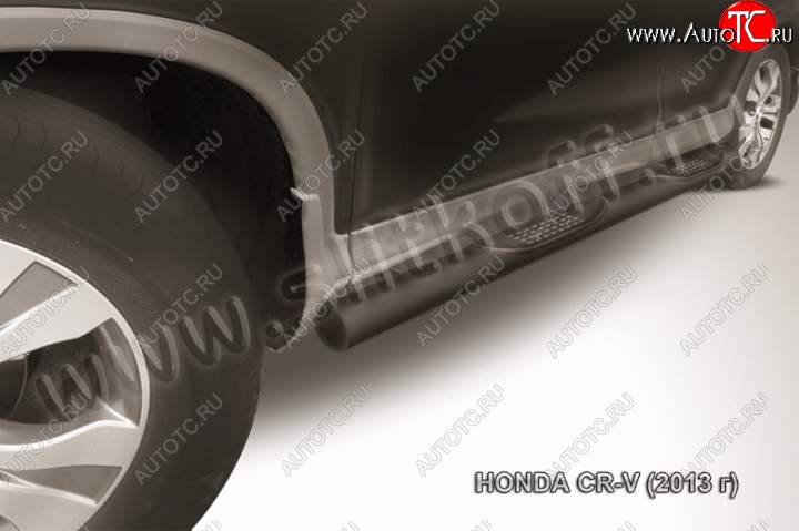 9 749 р. Защита порогов из трубы d76 Slitkoff (с проступью)  Honda CR-V  RM1,RM3,RM4 (2012-2015) (Цвет: серебристый)