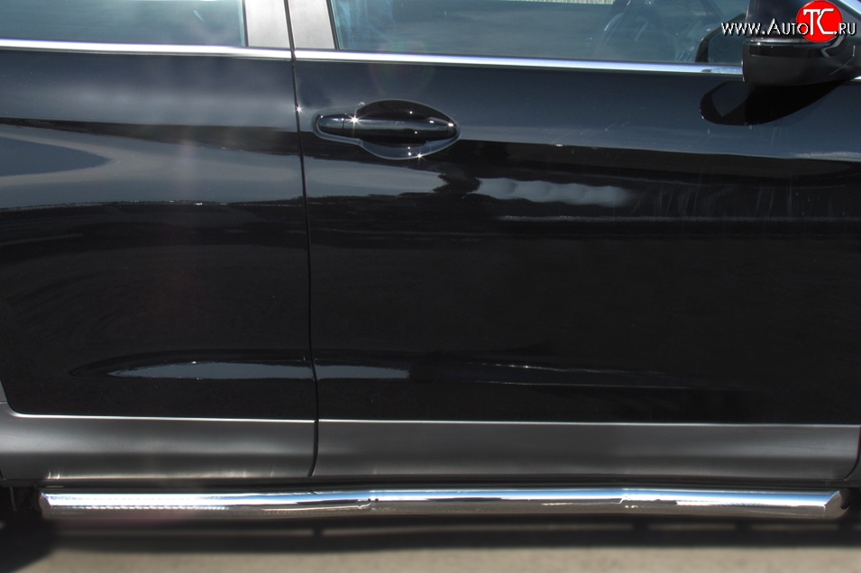 14 849 р. Защита порогов из круглой трубы диаметром 63 мм Russtal  Honda CR-V  RM1,RM3,RM4 (2012-2015) (Защита порогов с со скосами на торцах (вариант 1))