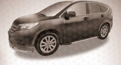 11 299 р. Алюминиевые пороги Slitkoff Luxe Black Honda CR-V RM1,RM3,RM4 дорестайлинг (2012-2015). Увеличить фотографию 2