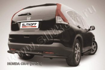 4 999 р. Защита заднего бампера из уголков d57 Slitkoff Honda CR-V RM1,RM3,RM4 дорестайлинг (2012-2015) (Цвет: серебристый). Увеличить фотографию 1