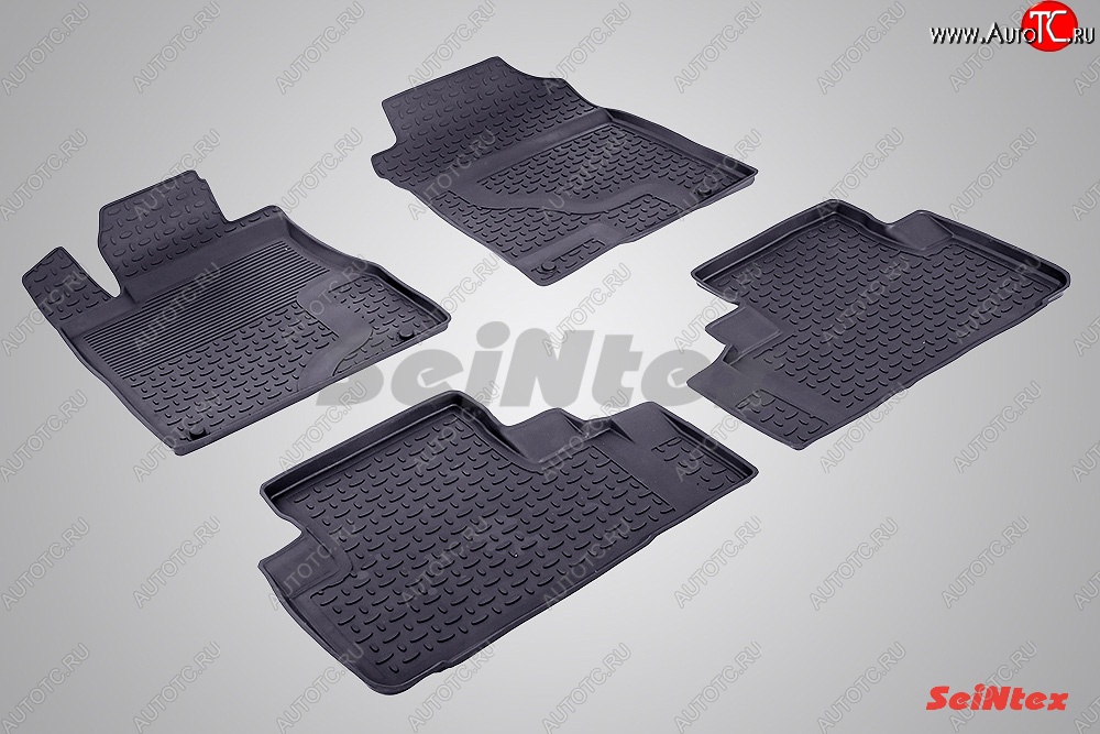 4 599 р. Износостойкие коврики в салон с высоким бортом SeiNtex Premium 4 шт. (резина)  Honda CR-V  RM1,RM3,RM4 (2012-2015)