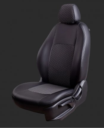 Чехлы для сидений Lord Autofashion Турин (экокожа/жаккард, спинка и сиденье 40/60, 2 П- и 1 Г-образных подголовника) Honda CR-V RM1,RM3,RM4 дорестайлинг (2012-2015)  (Черный, вставка жаккард Чёрный Люкс-94)