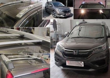 Рейлинги OE Style (с поперечинами и дополнительным светом) Honda CR-V RM1,RM3,RM4 рестайлинг (2014-2018)