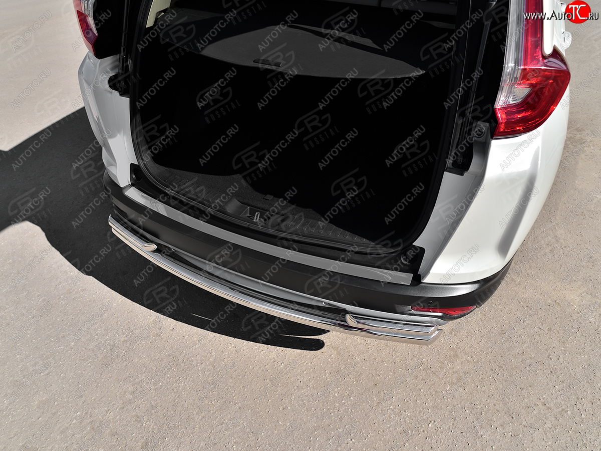 1 399 р. Защитная накладка заднего бампера на Russtal Honda CR-V RW,RT дорестайлинг (2016-2020) (Нержавейка полированная)