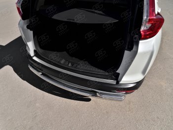 2 199 р. Защитная накладка заднего бампера на Russtal  Honda CR-V  RW,RT (2016-2020) (Нержавейка шлифованная). Увеличить фотографию 2