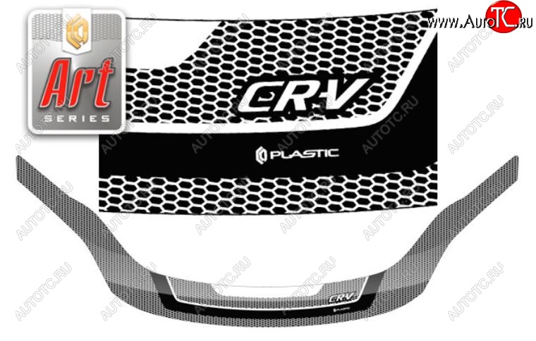 2 599 р. Дефлектор капота CA-Plastiс exclusive  Honda CR-V  RE1,RE2,RE3,RE4,RE5,RE7 (2009-2012) (Серия Art белая)