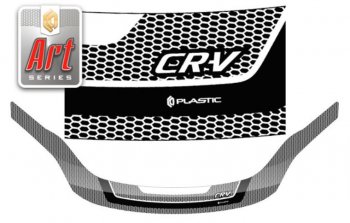 2 599 р. Дефлектор капота CA-Plastiс exclusive  Honda CR-V  RE1,RE2,RE3,RE4,RE5,RE7 (2009-2012) (Серия Art черная). Увеличить фотографию 1