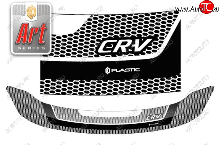 2 259 р. Дефлектор капота CA-Plastiс  Honda CR-V  RE1,RE2,RE3,RE4,RE5,RE7 (2009-2012) (Серия Art графит)
