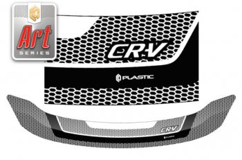 1 989 р. Дефлектор капота CA-Plastiс  Honda CR-V  RE1,RE2,RE3,RE4,RE5,RE7 (2009-2012) (Серия Art белая). Увеличить фотографию 1