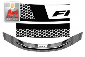 2 349 р. Дефлектор капота CA-Plastiс  Honda Fit ( GP,GK,  3,  3 GP,GK) (2013-2020) (Серия Art серебро). Увеличить фотографию 1