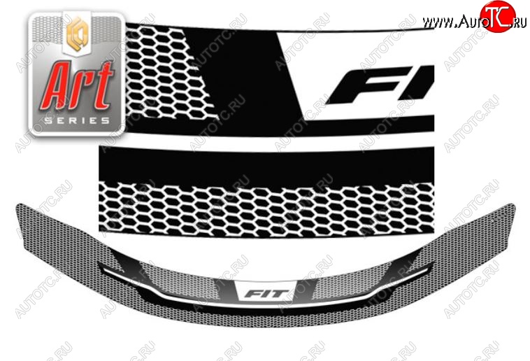 2 349 р. Дефлектор капота CA-Plastiс  Honda Fit ( GP,GK,  3,  3 GP,GK) (2013-2020) (Серия Art серебро)