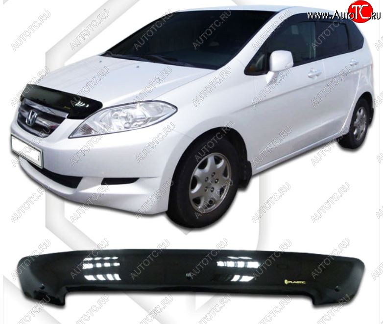 1 989 р. Дефлектор капота CA-Plastic  Honda FR-V (2004-2010) (Classic черный, Без надписи)