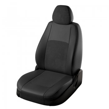 8 699 р. Чехлы для сидений из экокожи и алькантары Lord Auto Турин  Hyundai Accent  седан ТагАЗ (2001-2012) (Чёрный, вставка синяя). Увеличить фотографию 1