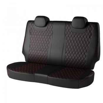 16 999 р. Чехлы для сидений Lord Autofashion Байрон (экокожа)  Hyundai Accent  седан ТагАЗ (2001-2012) (Чёрный, вставка чёрная, строчка красная). Увеличить фотографию 2