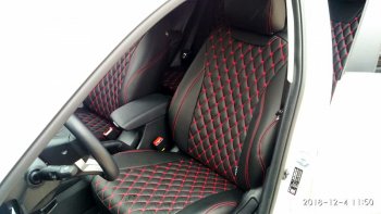 16 999 р. Чехлы для сидений Lord Autofashion Байрон (экокожа)  Hyundai Accent  седан ТагАЗ (2001-2012) (Чёрный, вставка чёрная, строчка красная). Увеличить фотографию 3