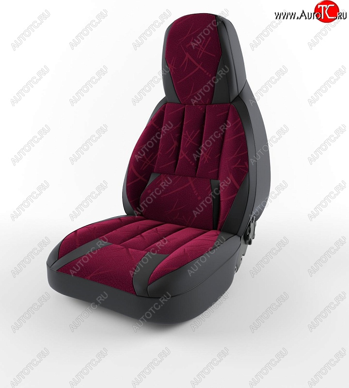 4 499 р. Чехлы для сидений Lord Autofashion Форсаж (экокожа)  Hyundai Accent  седан ТагАЗ (2001-2012) (Черный, вставка флок Красный кедр)