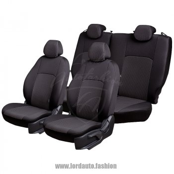 4 249 р. Чехлы для сидений Lord Autofashion Дублин (жаккард)  Hyundai Accent  седан ТагАЗ (2001-2012) (Черный, вставка Сеул серый). Увеличить фотографию 2