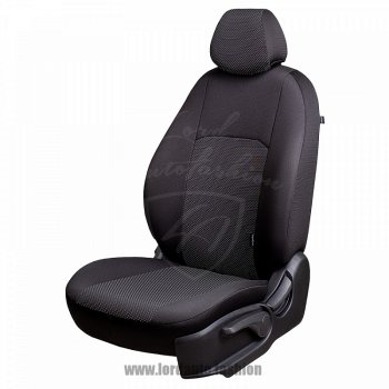 4 249 р. Чехлы для сидений Lord Autofashion Дублин (жаккард)  Hyundai Accent  седан ТагАЗ (2001-2012) (Черный, вставка Ёж Белый). Увеличить фотографию 1