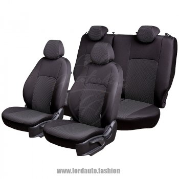 4 249 р. Чехлы для сидений Lord Autofashion Дублин (жаккард)  Hyundai Accent  седан ТагАЗ (2001-2012) (Черный, вставка Ёж Белый). Увеличить фотографию 2