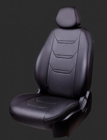 7 399 р. Чехлы для сидений Lord Autofashion Турин 2 (экокожа, спинка 40/60, 2 П-образных подголовника)  Hyundai Accent  седан ТагАЗ (2001-2012) (Черный, вставка черная и черная, строчка черная). Увеличить фотографию 1
