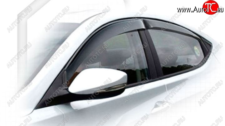 2 169 р. Дефлектора окон CA-Plastiс  Hyundai Avante (2010-2013) (Classic полупрозрачный, Без хром.молдинга, Крепление только на скотч)