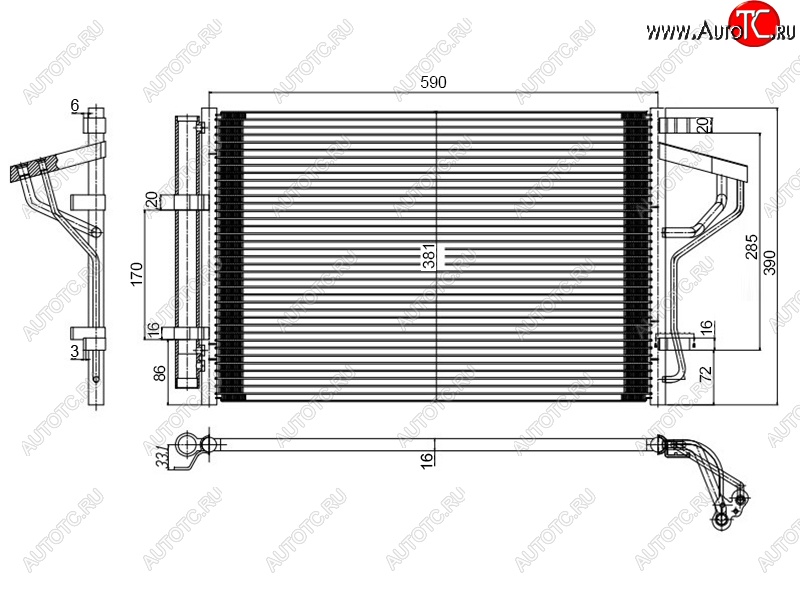 5 899 р. Радиатор кондиционера SAT KIA Forte (2013-2016)