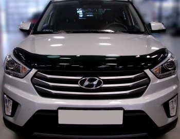 2 499 р. Дефлектор капота SIM Hyundai Creta GS дорестайлинг (2015-2019). Увеличить фотографию 1