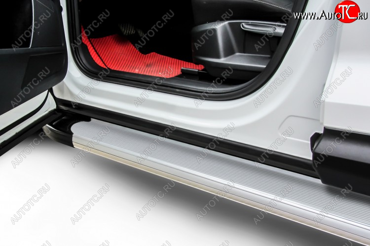 13 799 р. Пороги алюминиевые Slitkoff  Hyundai Creta  GS (2015-2021) (Optima Silver)