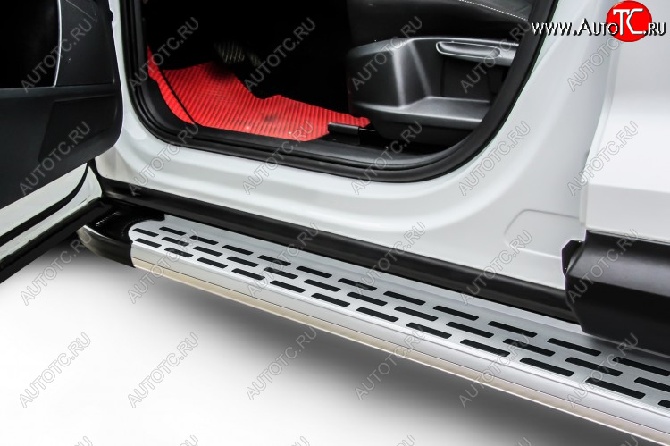 19 749 р. Пороги алюминиевые Slitkoff  Hyundai Creta  GS (2015-2021) (Premium Silver)