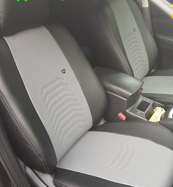 9 199 р. Чехлы для сидений Lord Autofashion Денвер (экокожа)  Hyundai Creta  GS (2015-2021) (Чёрный, вставка серая). Увеличить фотографию 5