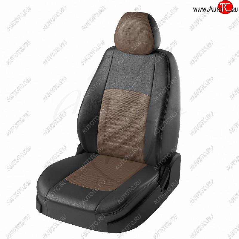 5 999 р. Чехлы для сидений (к-я Comfort) Lord Autofashion Турин (экокожа)  Hyundai Creta  GS (2015-2021) (Чёрный, вставка коричневая)
