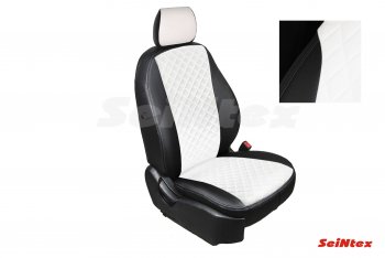 6 699 р. Чехлы для сидений Seintex (экокожа, ромб)  Hyundai Creta  GS (2015-2021) (Черный, вставка белая). Увеличить фотографию 1