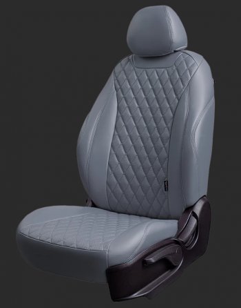 16 749 р. Чехлы для сидений Lord Autofashion Байрон (экокожа)  Hyundai Creta  GS (2015-2021) (Серый, вставка серая, строчка серая). Увеличить фотографию 1