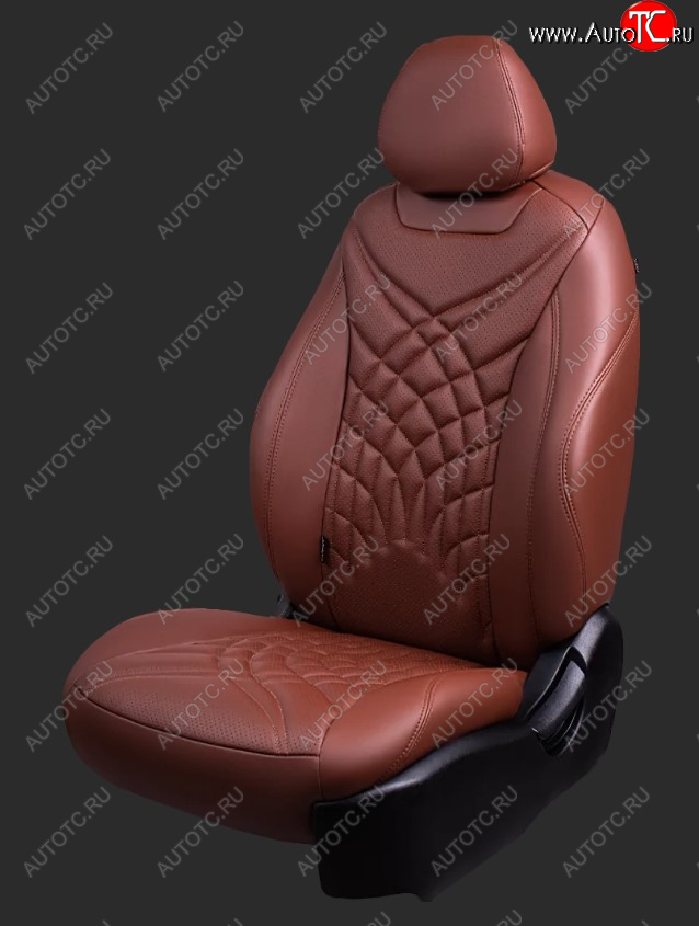 17 799 р. Чехлы для сидений Lord Autofashion Байрон ЖУК (экокожа, спинка 60/40 2 Г-образных подголовника)  Hyundai Creta  GS (2015-2021) (Коричневый, вставка коричневая)