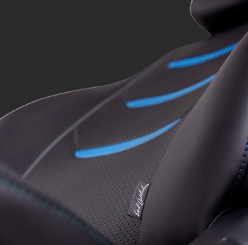 7 399 р. Чехлы для сидений Lord Autofashion Турин 2 (экокожа, спинка 60/40, 2 Г-образных подголовника)  Hyundai Creta  GS (2015-2021) (Черный, вставка черная/синяя, строчка синяя). Увеличить фотографию 2