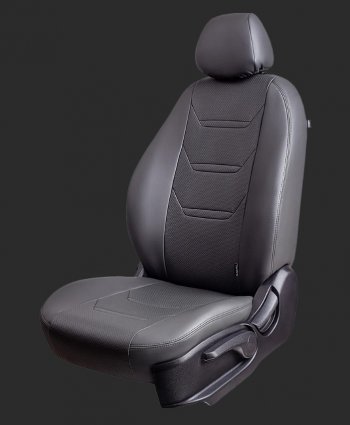 7 399 р. Чехлы для сидений Lord Autofashion Турин 2 (экокожа, спинка 60/40, 2 Г-образных подголовника)  Hyundai Creta  GS (2015-2021) (Серый, вставка серая/серая, строчка серая). Увеличить фотографию 2