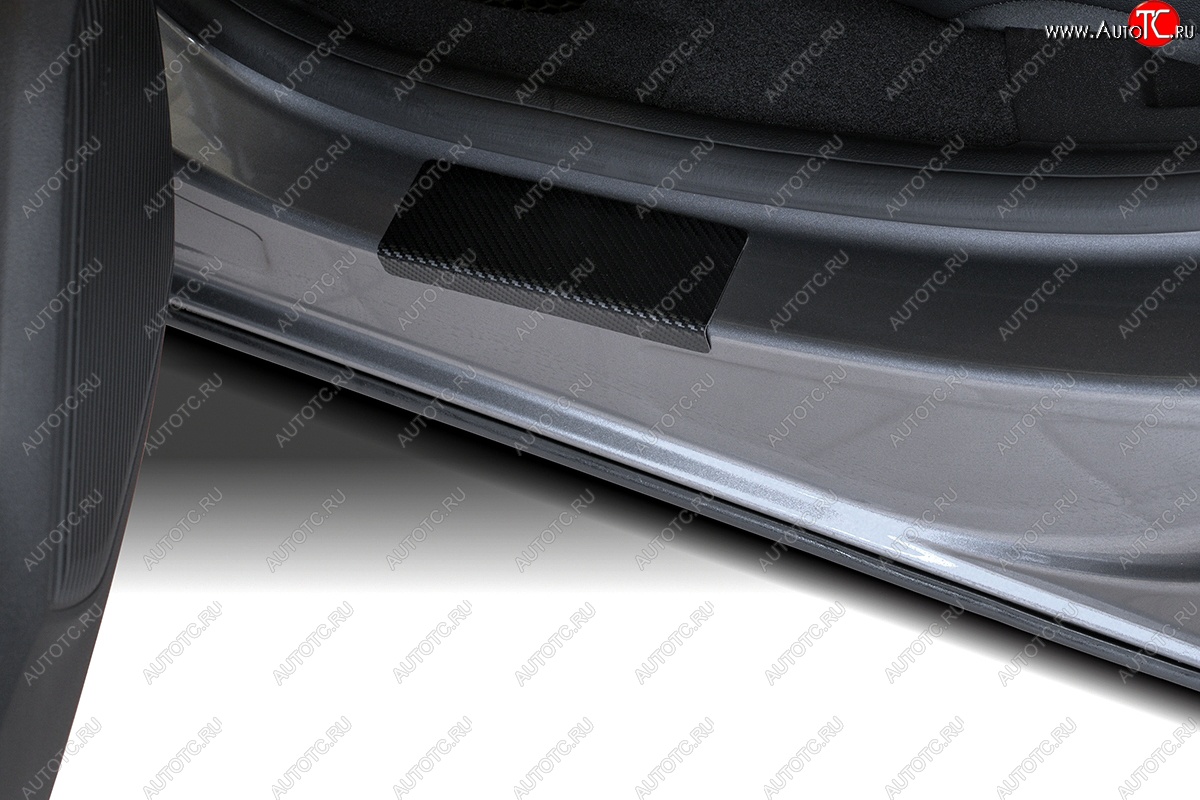 2 599 р. Пороги накладки автомобиля Russtal  Hyundai Creta  GS (2015-2021) (Нержавейка с покрытием карбон и надписью)