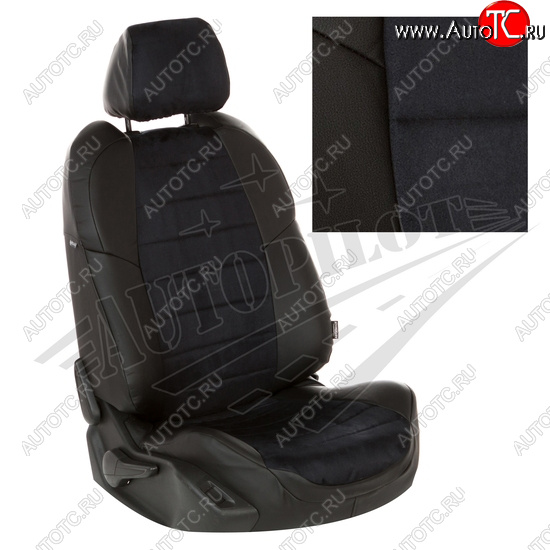 7 499 р. Чехлы сидений AUTOPILOT Алькантара (60/40 с подлокотником)  Hyundai Creta  SU (2021-2024) (Черный + Черный)