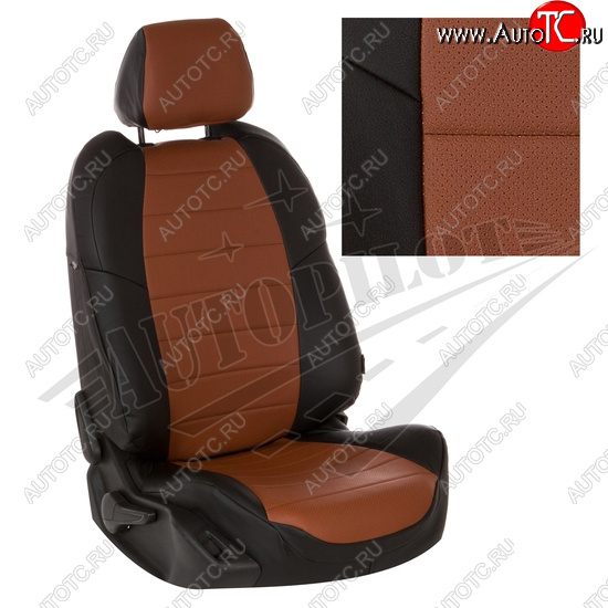 7 499 р. Чехлы сидений AUTOPILOT Экокожа (60/40 с подлокотником)  Hyundai Creta  SU (2021-2024) (Черный + Коричневый)