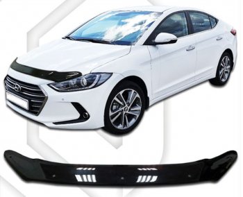 2 079 р. Дефлектор капота CA-Plastic Hyundai Elantra AD дорестайлинг (2016-2019) (Classic черный, Без надписи). Увеличить фотографию 1