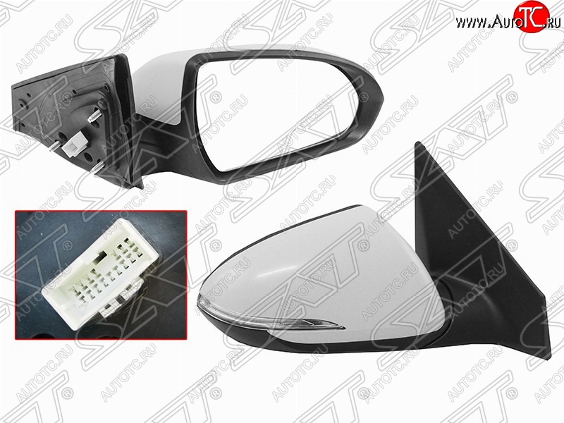6 299 р. Правое боковое зеркало заднего вида SAT (регулировка, поворот, 5 контактов)  Hyundai Elantra  AD (2016-2019) (Неокрашенное)